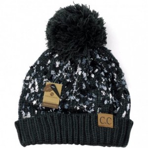 Skullies & Beanies Exclusive Winter Top Pom Pom Knit Confetti Cuff Beanie Hat - Dark Gray - C61274IMQ2H $8.35