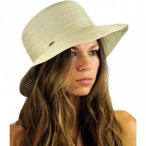 Sun Hats Spring Summer Multicolor Weaved Ribbon Floppy Brim Sun Hat - Natural - C612E37NBJT $15.17