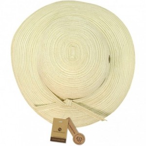 Sun Hats Spring Summer Multicolor Weaved Ribbon Floppy Brim Sun Hat - Natural - C612E37NBJT $15.17