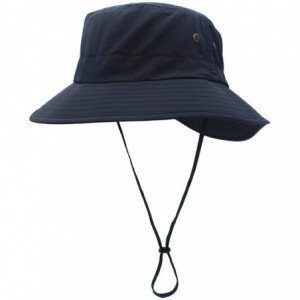 Sun Hats Women Lightweight Safari Sun Hat Quick Dry Fishing Hat with Strap Cool - Navy Blue - CR18G0X69CK $31.75