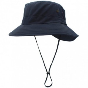 Sun Hats Women Lightweight Safari Sun Hat Quick Dry Fishing Hat with Strap Cool - Navy Blue - CR18G0X69CK $14.43