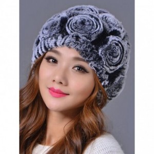 Skullies & Beanies Genuine Rex Rabbit Fur Knitted Fur Beanie Hat Multi Color - Color 5 - CE12N46CUTY $19.24