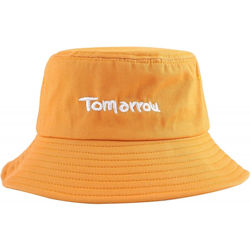 Bucket Hats Unisex Fashion Unique Word Embroidered Bucket Hat Summer Fisherman Cap for Men Women Teens - Yellow Tomorrow - CR...
