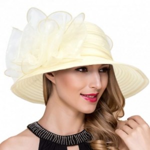 Bucket Hats Lady Church Derby Dress Cloche Hat Fascinator Floral Tea Party Wedding Bucket Hat S051 - S-apricot - C618DI8UU5H ...