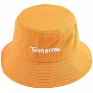 Bucket Hats Unisex Fashion Unique Word Embroidered Bucket Hat Summer Fisherman Cap for Men Women Teens - Yellow Tomorrow - CR...