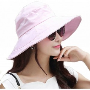 Baseball Caps Womens UPF50 Cotton Packable Sun Hats w/Chin Cord Wide Brim Stylish 54-60CM - 69038_pink - C912E73Y9MR $25.23