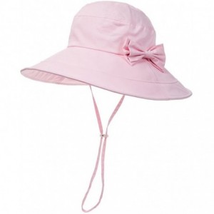 Baseball Caps Womens UPF50 Cotton Packable Sun Hats w/Chin Cord Wide Brim Stylish 54-60CM - 69038_pink - C912E73Y9MR $25.23