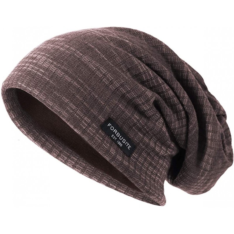 Skullies & Beanies Mens Slouchy Beanie Skull Cap Summer Thin Baggy Oversized Knit Hat B301 - B018h-brown - CT18CL8IH5U $10.32