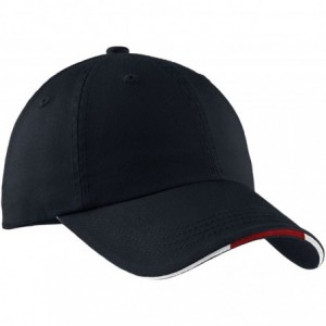 Baseball Caps Signature Sandwich Bill Cap with Striped Closure C830 - Classic Navy and Red and White - C5113MW4IEJ $9.64