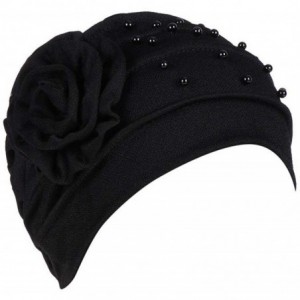 Skullies & Beanies Muslim Turbans for Women- Pearl Beading India Hat Muslim Ruffle Cancer Chemo Beanie Turban Wrap Cap - CP18...