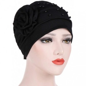 Skullies & Beanies Muslim Turbans for Women- Pearl Beading India Hat Muslim Ruffle Cancer Chemo Beanie Turban Wrap Cap - CP18...