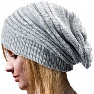 Berets Unisex Plain Long Beanie - Grey - C611T8WIXXJ $10.43