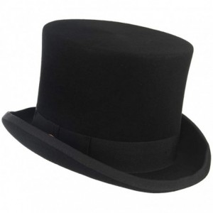 Fedoras 100% Wool Top Hat Men's Satin Lined Wool Felt Magic High Top Hat Party Costume Accessory - [Crown Height-5.9inch] - C...