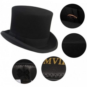 Fedoras 100% Wool Top Hat Men's Satin Lined Wool Felt Magic High Top Hat Party Costume Accessory - [Crown Height-5.9inch] - C...