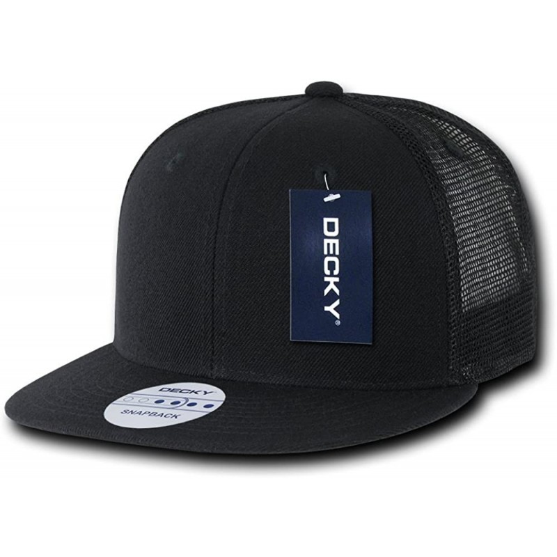 Baseball Caps 6 Panel Flat Bill Trucker Cap - Black - C011CDFLFUV $8.38