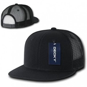 Baseball Caps 6 Panel Flat Bill Trucker Cap - Black - C011CDFLFUV $8.38