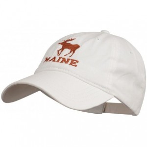 Baseball Caps Maine State Moose Embroidered Washed Dyed Cap - White - CW11P5HWLVL $42.88