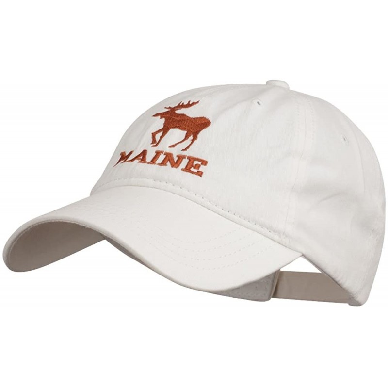 Baseball Caps Maine State Moose Embroidered Washed Dyed Cap - White - CW11P5HWLVL $19.12