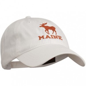 Baseball Caps Maine State Moose Embroidered Washed Dyed Cap - White - CW11P5HWLVL $19.12