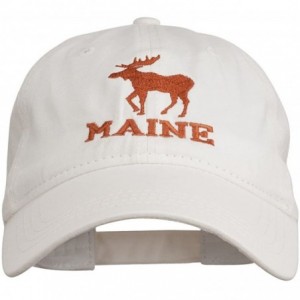 Baseball Caps Maine State Moose Embroidered Washed Dyed Cap - White - CW11P5HWLVL $19.12