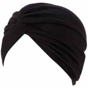 Skullies & Beanies Women Cotton India Ruffle Turban Muslim Hat- Cancer Chemo Hijib Headwrap Hijabs residentD - Black - CS18MG...