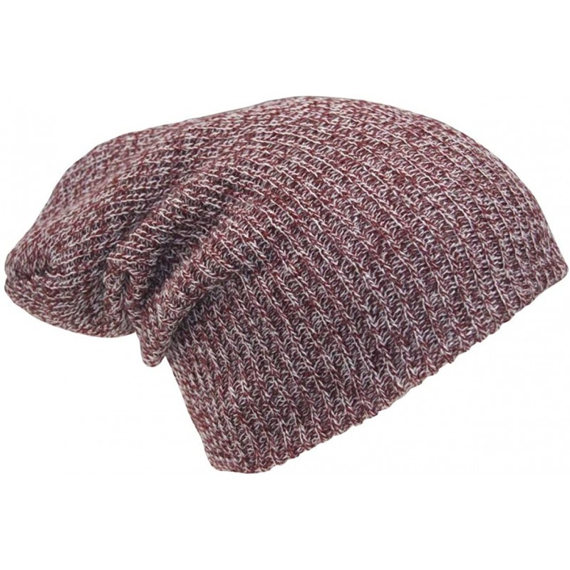 Skullies & Beanies Made In the USA Lightweight Acrylic Long Slouch Beanie - Heather Maroon - C711SN4M6HH $26.72