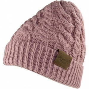 Skullies & Beanies Women's Winter Beanie Warm Fleece Lining - Thick Slouchy Cable Knit Hat - Pink - C012N1Y8JIL $8.95