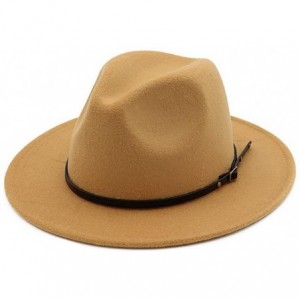 Fedoras Women Belt Buckle Fedora Hat - Camel - CC183IO8D35 $14.94