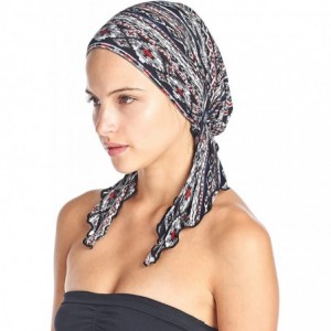 Skullies & Beanies Pre Tied Bandana Turban Chemo Head Scarf Sleep Hair Cover Hat - Black Red Fair Isle - CH1863AH99M $12.75