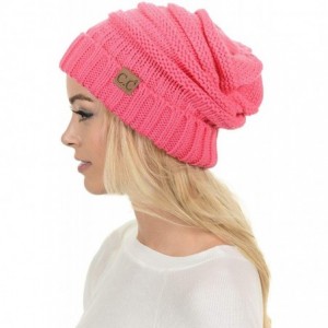 Skullies & Beanies Hat-100 Oversized Baggy Slouch Thick Warm Cap Hat Skully Cable Knit Beanie - New Candy Pink - C818XKSGYSR ...