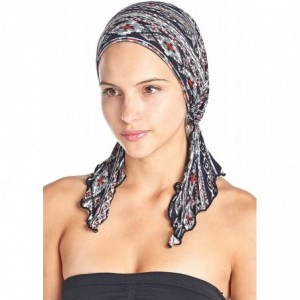 Skullies & Beanies Pre Tied Bandana Turban Chemo Head Scarf Sleep Hair Cover Hat - Black Red Fair Isle - CH1863AH99M $12.75