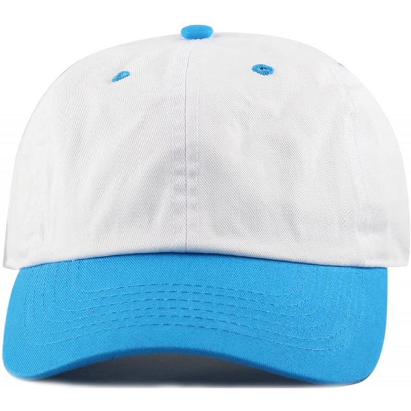 Baseball Caps Two Tone 100% Cotton Stonewashed Cap Adjustable Hat Low Profile Baseball Cap. - Turquoise - CP12NVZI6HD $10.70