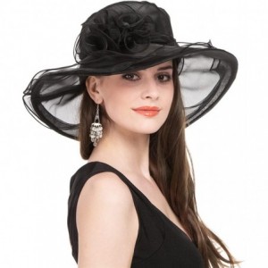 Sun Hats Women's Organza Church Kentucky Derby British Fascinator Bridal Tea Party Wedding Hat Summer Ruffles Cap - CJ18NU8EW...