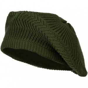 Skullies & Beanies Cotton Rasta Tam Beret - Olive - CG18AM8OYIW $27.16