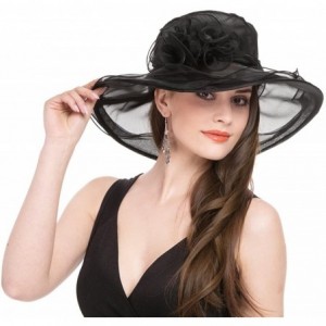 Sun Hats Women's Organza Church Kentucky Derby British Fascinator Bridal Tea Party Wedding Hat Summer Ruffles Cap - CJ18NU8EW...