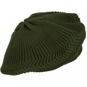 Skullies & Beanies Cotton Rasta Tam Beret - Olive - CG18AM8OYIW $27.16