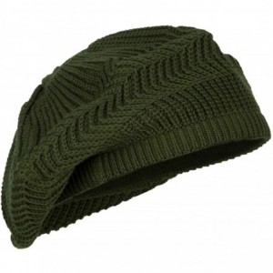 Skullies & Beanies Cotton Rasta Tam Beret - Olive - CG18AM8OYIW $27.16