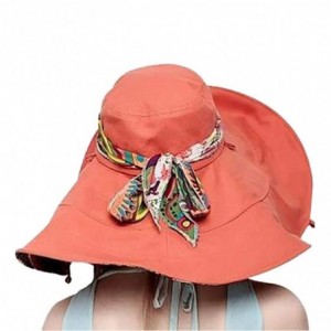 Sun Hats Sun Hats for Women Fishing Hiking Cap with Neck Flap Wide Brim Hat UPF 50+ (Orange) - Orange - CY18NEG9ASW $11.45