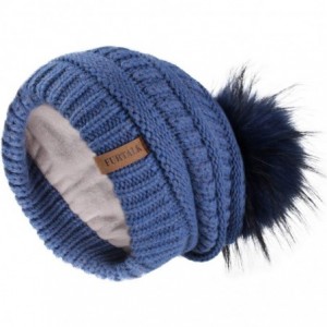 Skullies & Beanies Winter Slouchy Beanie Hats Women Fleece Lined Warm Ski Knitted Pom Pom Hat - 24-blue - C018ULU6YQT $13.92