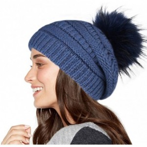 Skullies & Beanies Winter Slouchy Beanie Hats Women Fleece Lined Warm Ski Knitted Pom Pom Hat - 24-blue - C018ULU6YQT $13.92