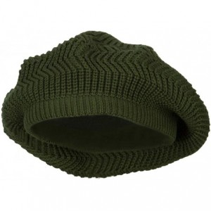 Skullies & Beanies Cotton Rasta Tam Beret - Olive - CG18AM8OYIW $27.16