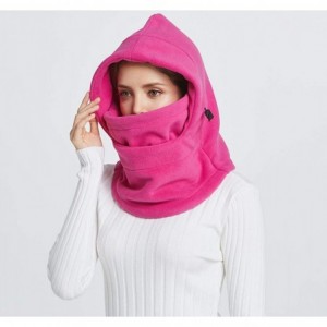 Balaclavas Winter Heavyweight Balaclava Windproof Thermal Fleece Ski Face Mask Warm Headhood Hat - Grey+rose Red - C018I4R8Q0...