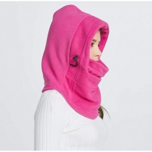 Balaclavas Winter Heavyweight Balaclava Windproof Thermal Fleece Ski Face Mask Warm Headhood Hat - Grey+rose Red - C018I4R8Q0...