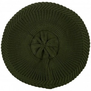 Skullies & Beanies Cotton Rasta Tam Beret - Olive - CG18AM8OYIW $27.16