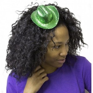 Cowboy Hats 5 Inch Mini Sequin Cowboy Hat Hair Clip - Green - CE12EF6NTZ9 $19.63