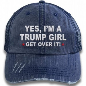 Baseball Caps Yes I'm A Trump Girl Get Over It Distressed Unstructured Trucker Cap 01810 - Navy/Navy - CW18A0KTL9Y $26.11
