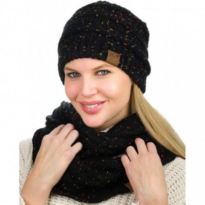 Skullies & Beanies Soft Stretch Colorful Confetti Cable Knit Beanie and Infinity Loop Scarf Set - Black - CI18KXI6Z9N $19.98