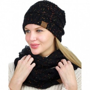 Skullies & Beanies Soft Stretch Colorful Confetti Cable Knit Beanie and Infinity Loop Scarf Set - Black - CI18KXI6Z9N $19.98