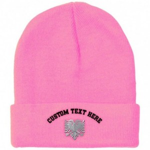 Skullies & Beanies Custom Beanie for Men & Women Albanian Eagle Silver Embroidery Skull Cap Hat - Soft Pink - C418ZS3ATR4 $13.38