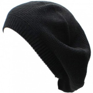 Berets JTL Beret Beanie Hat for Women Fashion Light Weight Knit Solid Color - 2pcs-pack Black and Black - CF18QDUO2EW $18.77